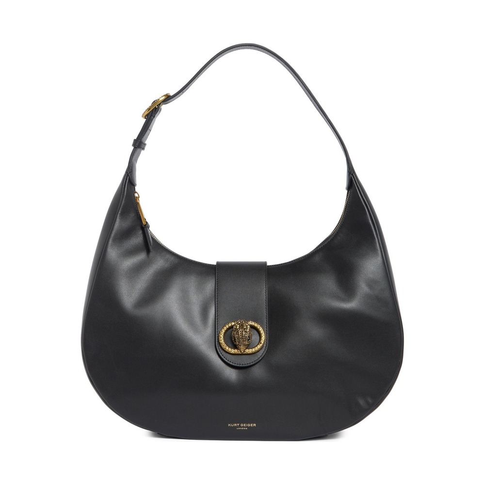 NEW Kurt Geiger London Chelsea Leather Hobo Bag Black Crystal Eagle Purse